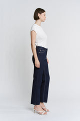 High Rise Straight Ankle Leg Glitter Fabric