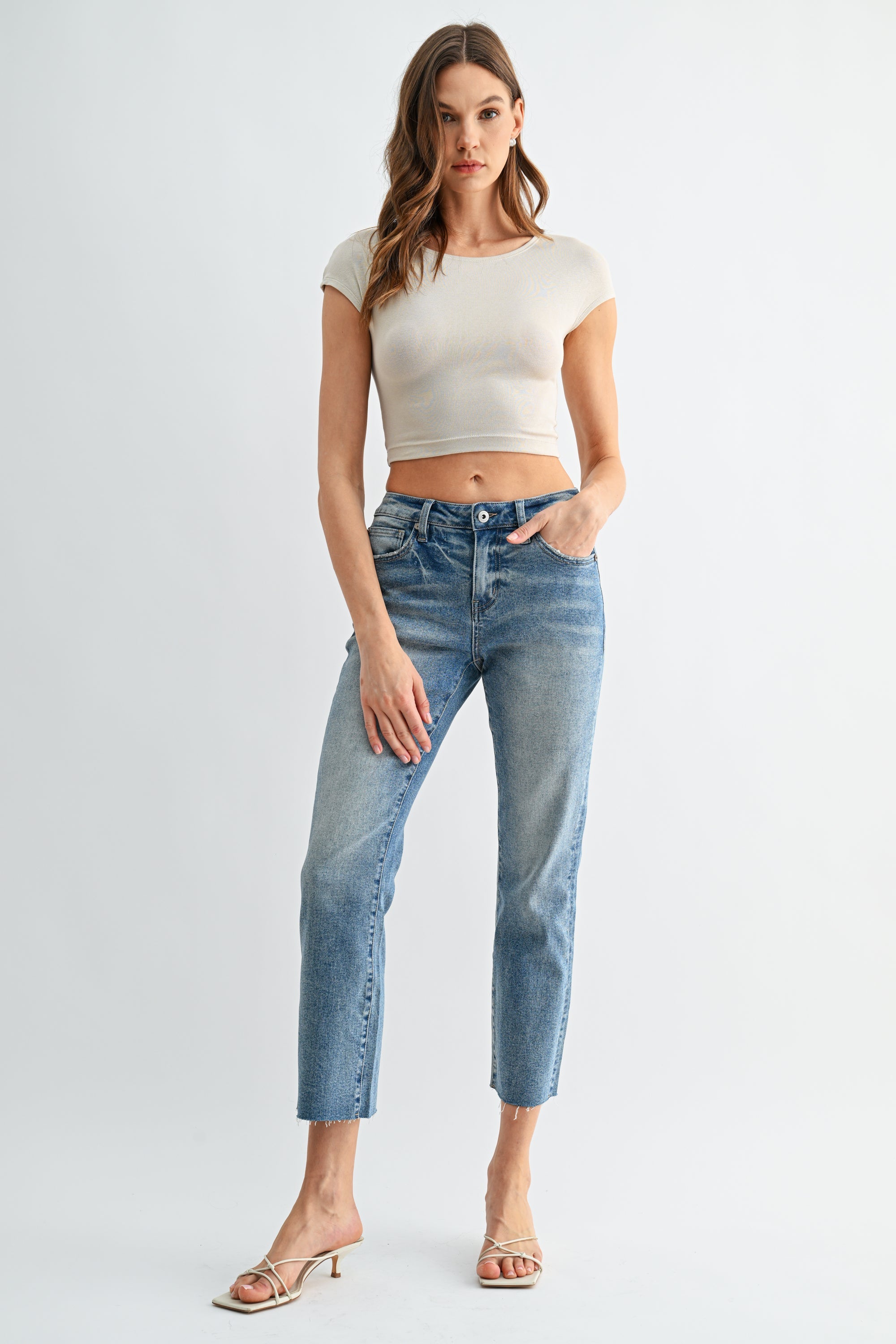 Mica Denim Mid Rise Straight Ankle Secondary image