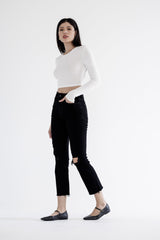 High Rise Straight Crop