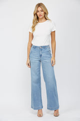 High Rise Wide Leg With Slant Pocket