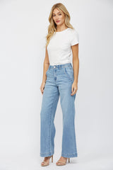 High Rise Wide Leg With Slant Pocket