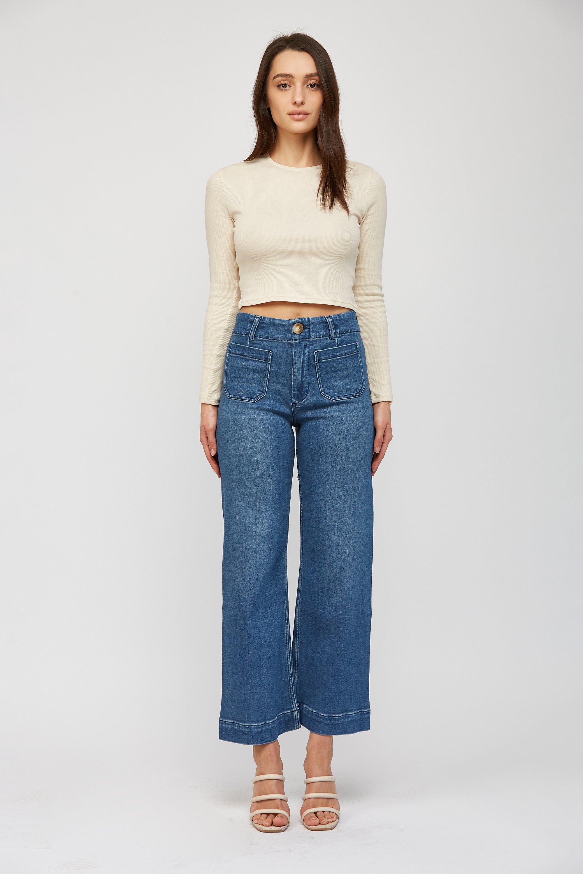 Mica Denim Super High Rise Wide Leg Cropped - Super Soft Secondary image