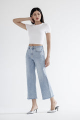 High Rise Wide Leg W Embellishment