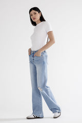 High Rise Wide With Knee Distressed