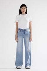 High Rise Wide With Knee Distressed