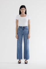 High Rise Wide Leg W Hem Detail