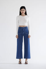 High Rise Patch Pocket Wide Jean