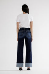 High Rise Wide Leg With Cuff Hem