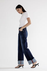 High Rise Wide Leg With Cuff Hem