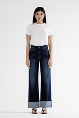 High Rise Wide Leg With Cuff Hem