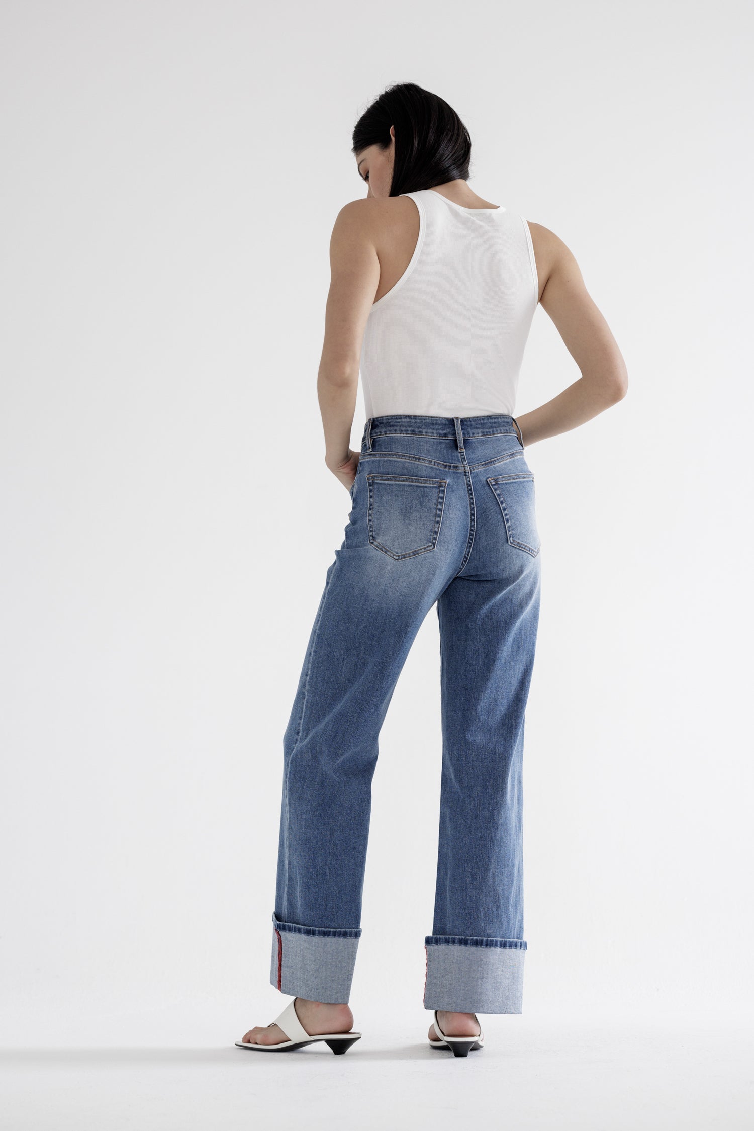 High Rise Wide Leg With Cuff Hem