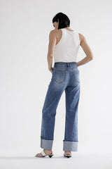 High Rise Wide Leg With Cuff Hem