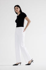High Rise Wide Leg W Raw Hem