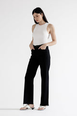 High Rise Slim Wide With Raw Hem