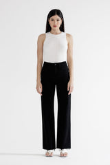 High Rise Slim Wide With Raw Hem