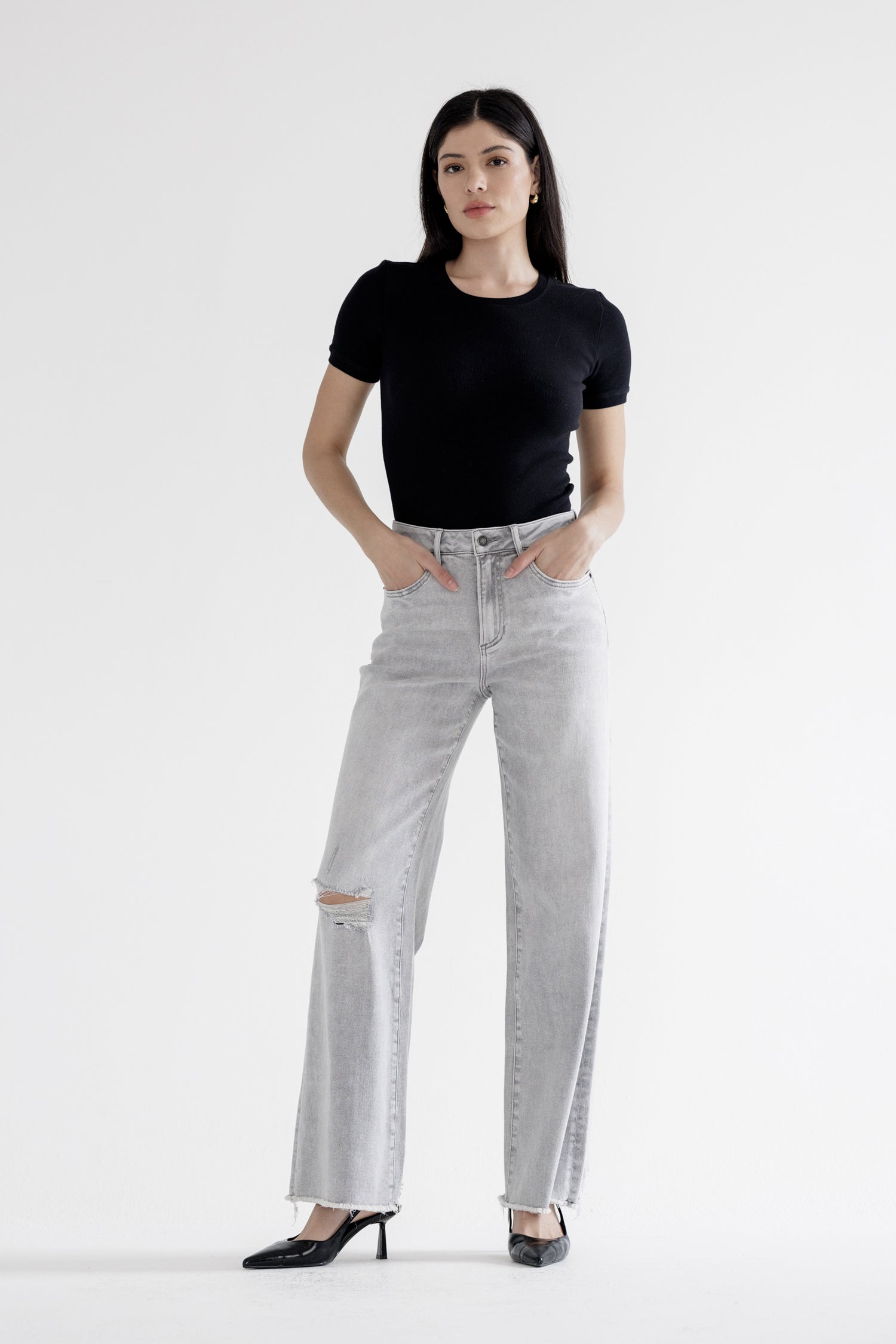Mica Denim High Rise Wide Leg with Raw Hem Secondary image