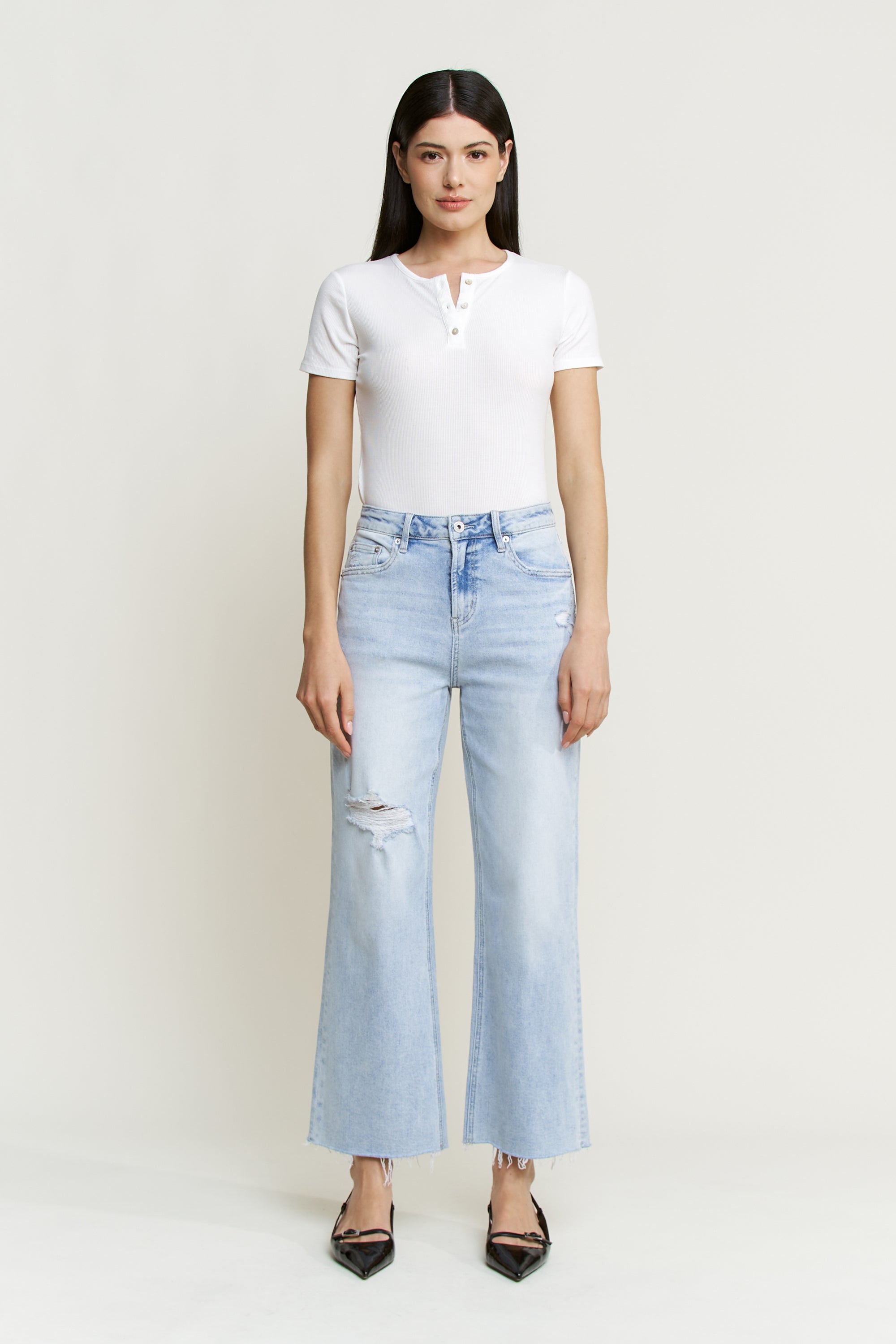 Mica Denim Super High Rise Wide Leg Raw Hem Secondary image