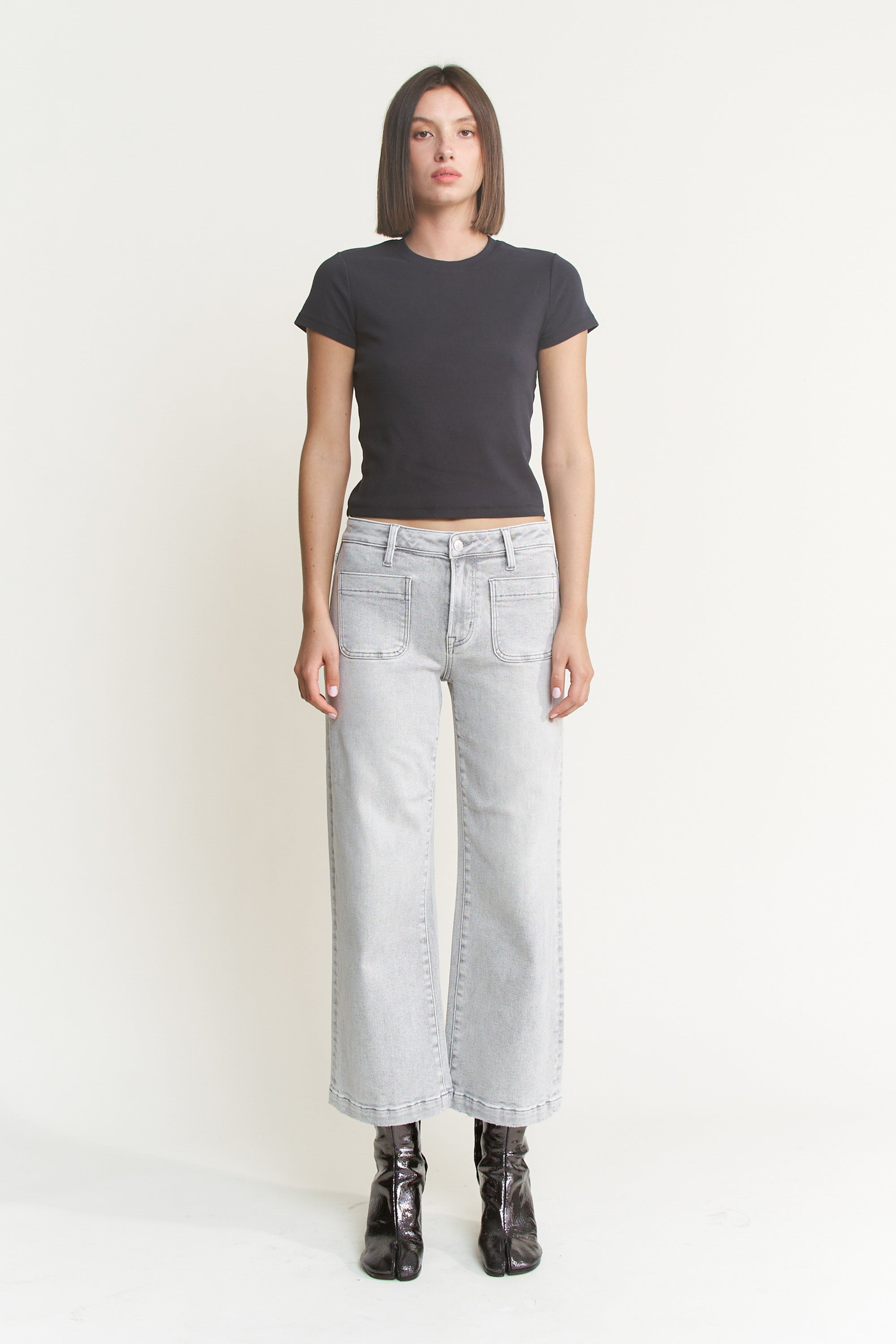 Mica Denim High Rise Cropped Wide Leg with Patch Pocket Secondary image