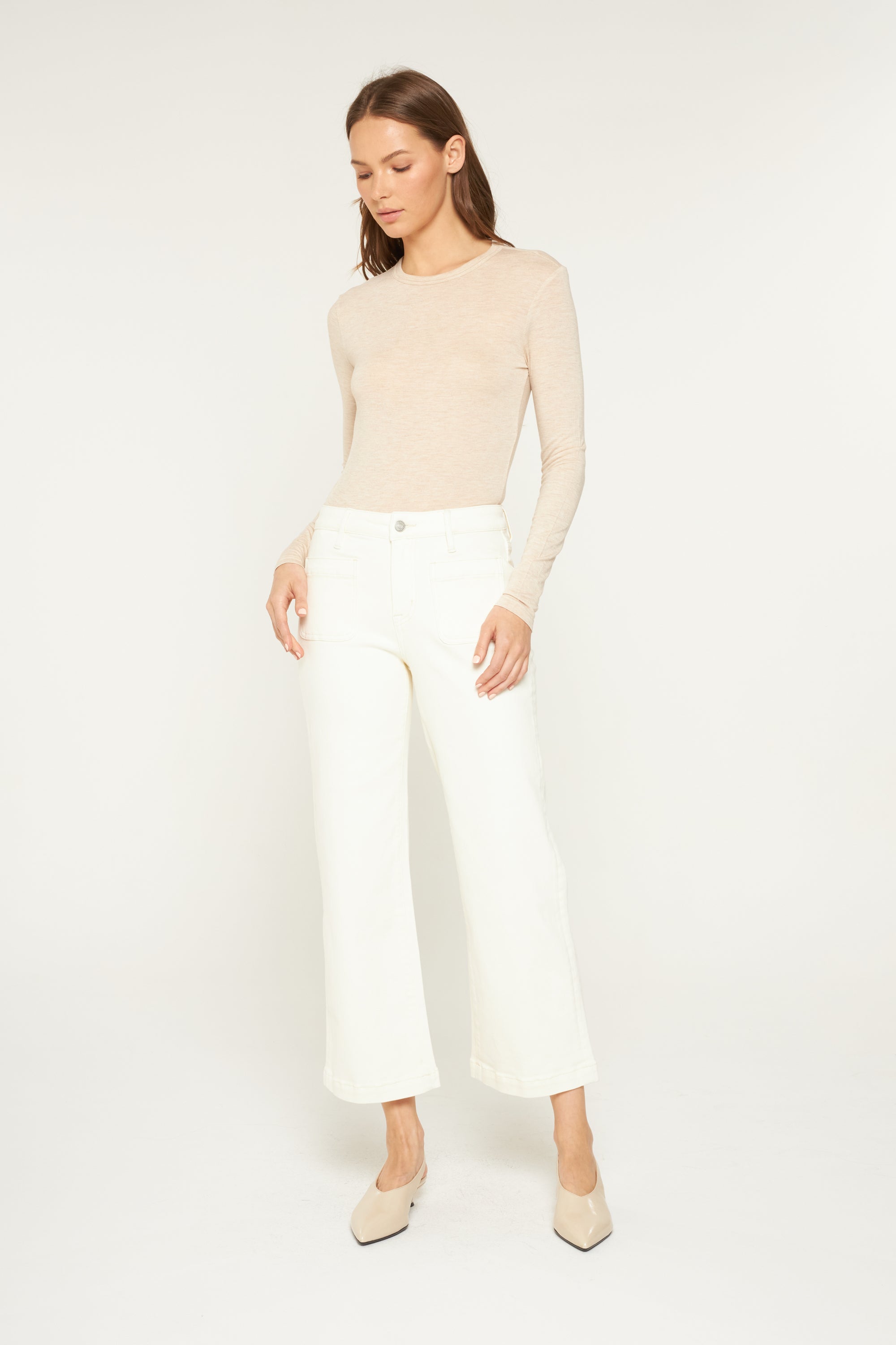 Mica Denim High Rise Cropped Wide Leg with Patch Pocket Secondary image