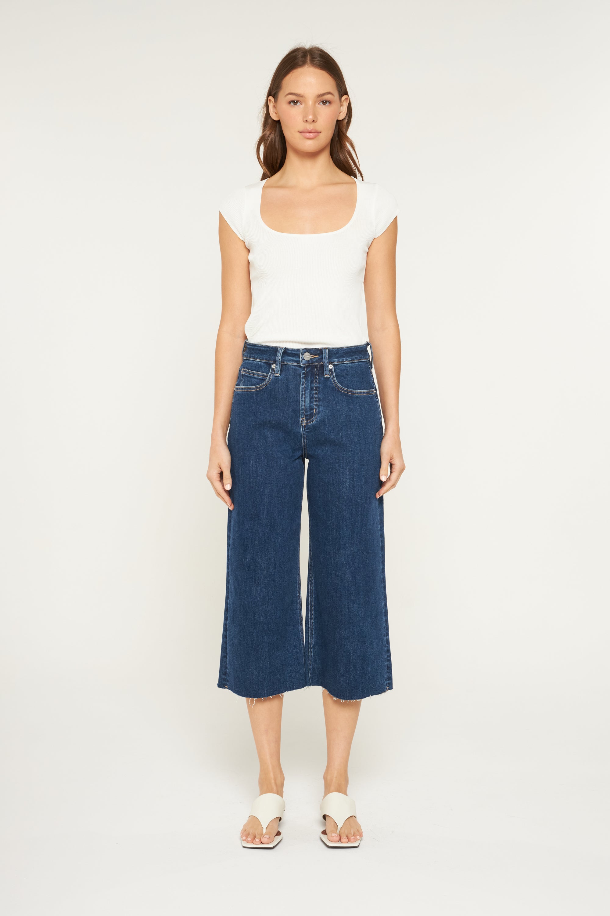 Mica Denim Super High Rise Cropped Wide Capri Jeans Secondary image