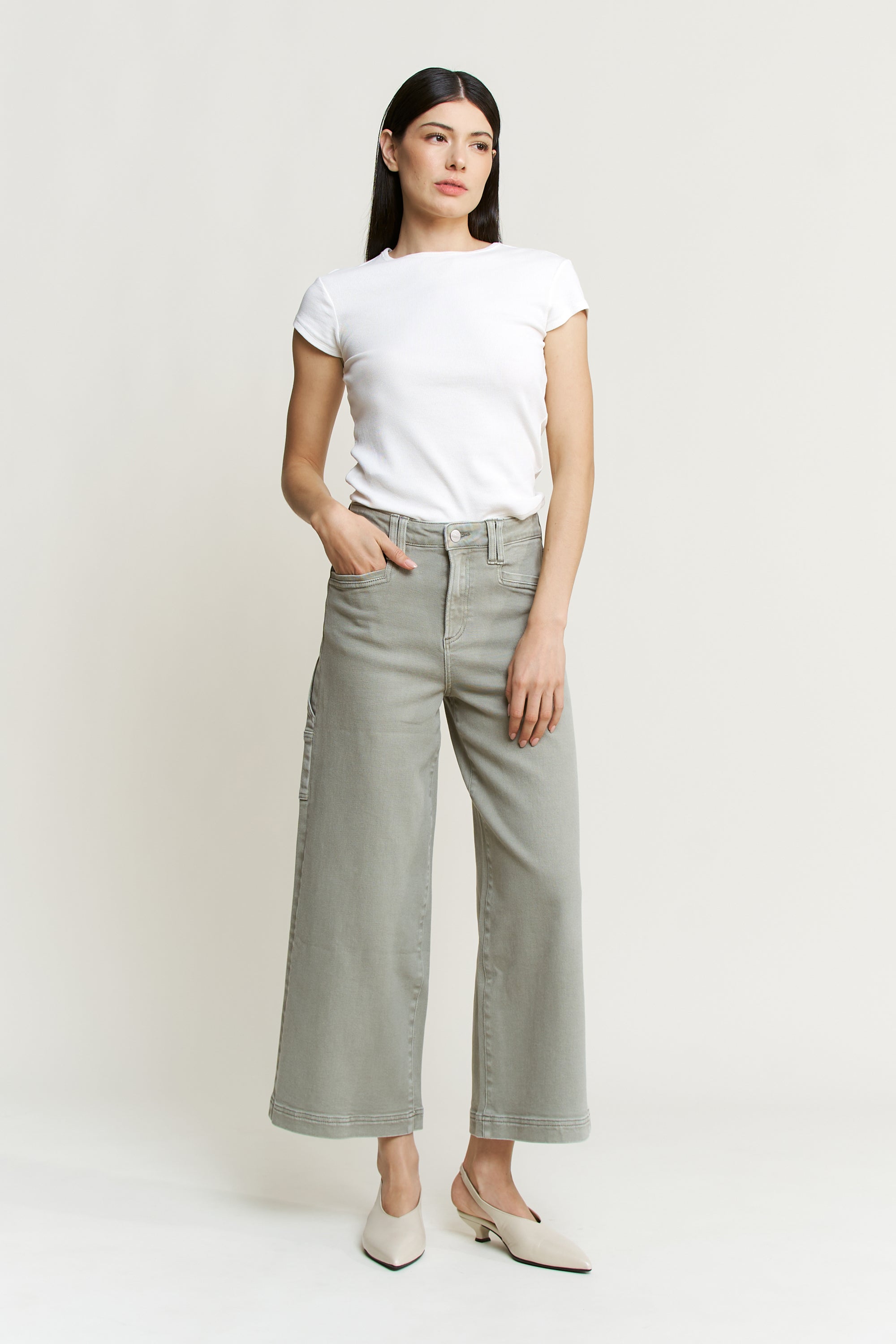 Mica Denim Super High Rise Wide Crop Jeansped Utility Secondary image