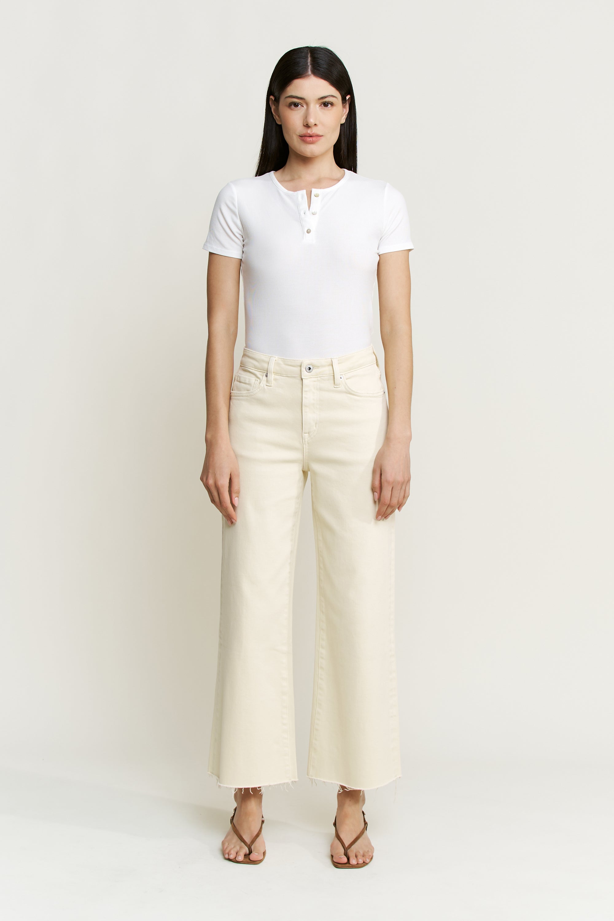 Mica Denim High Wide Crop Jeans Raw Hem Secondary image