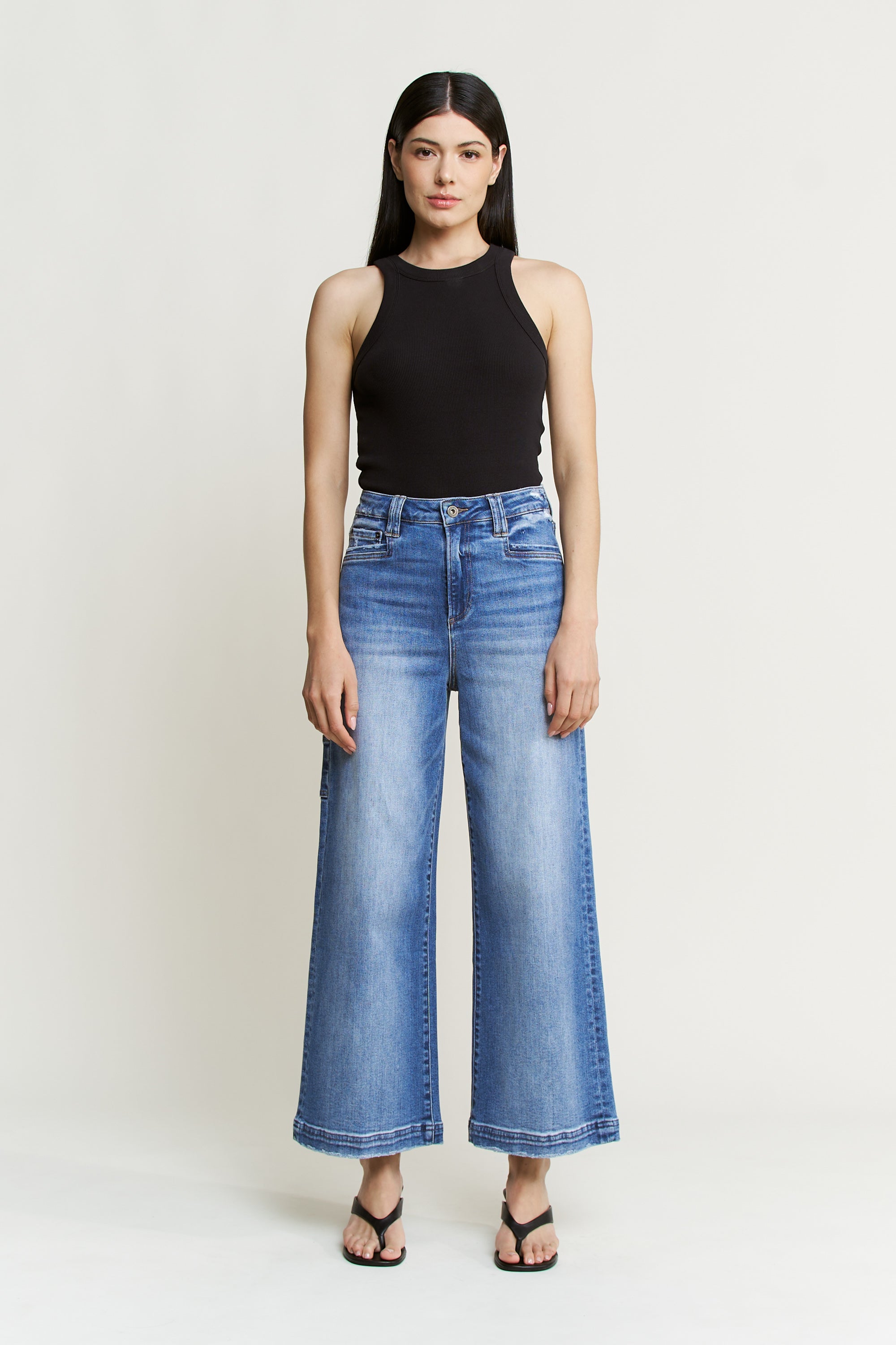 Mica Denim Super High Rise Wide Crop Jeansped Utility Secondary image