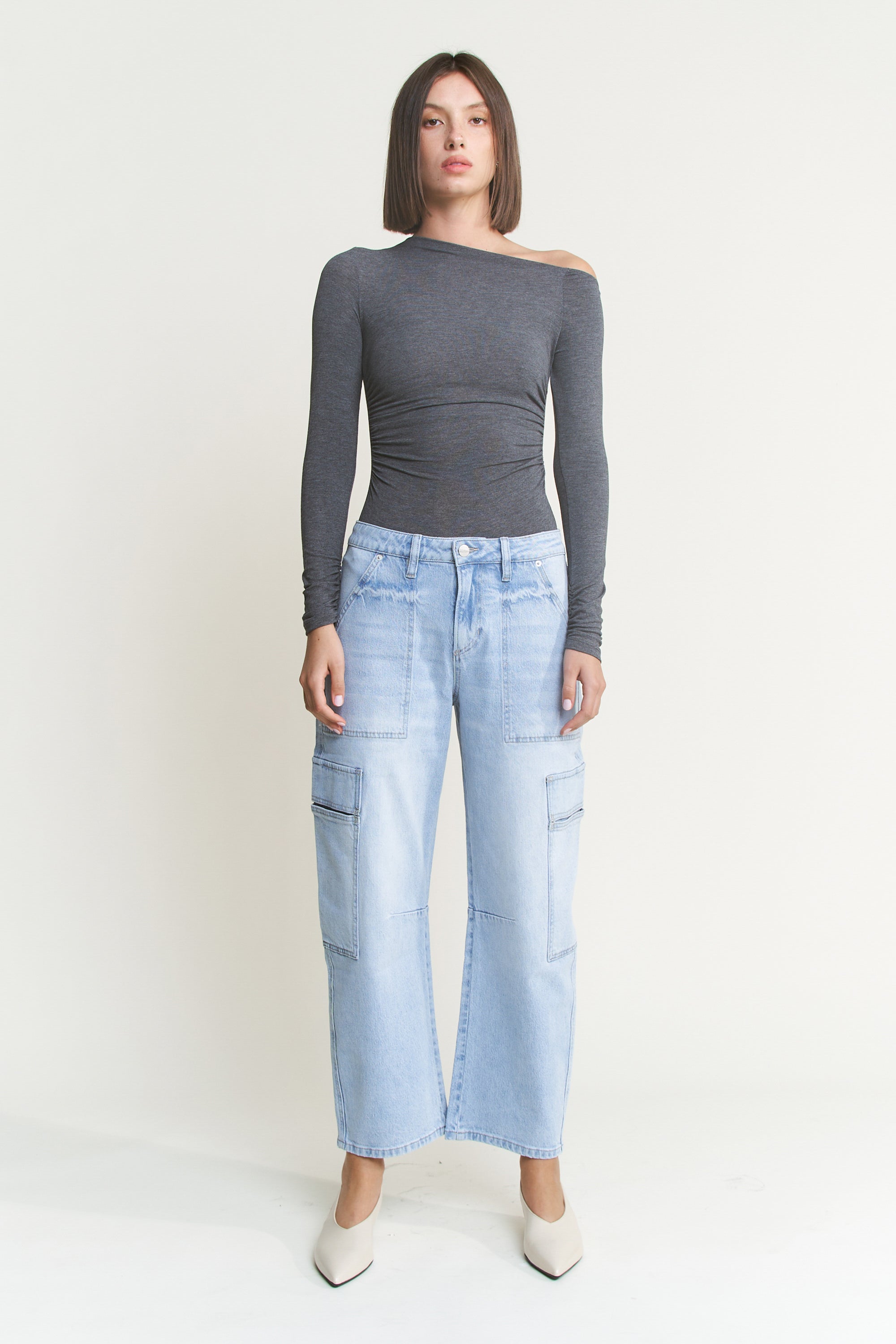 Mica Denim Super High Rise Barrel-leg Cropped Cargo Secondary image