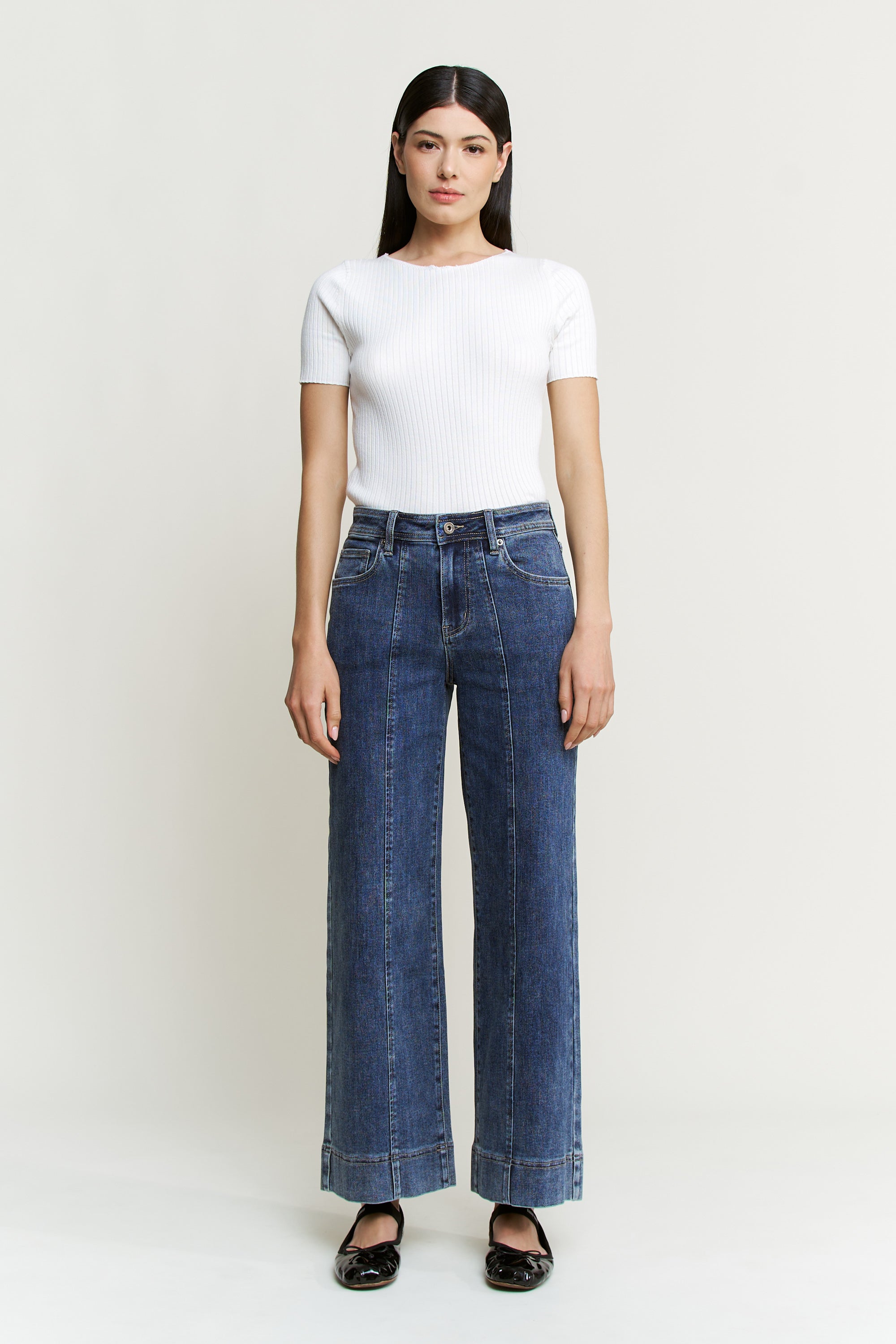 Mica Denim High Rise Front Seam Wide Leg Secondary image