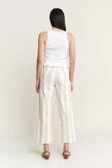 Super High Stripe Cropped Wide Leg
