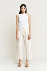 Super High Stripe Cropped Wide Leg