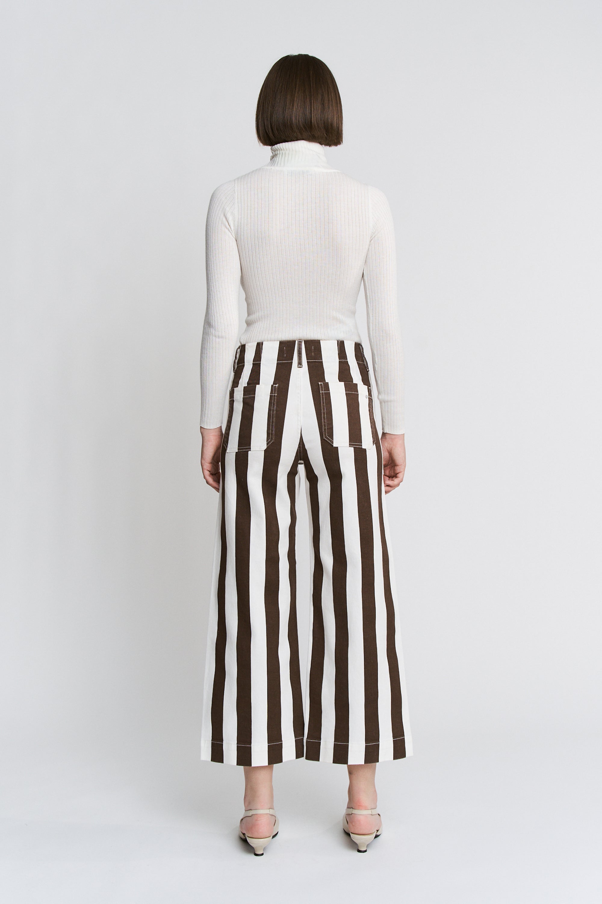 Super High Stripe Cropped Wide Leg