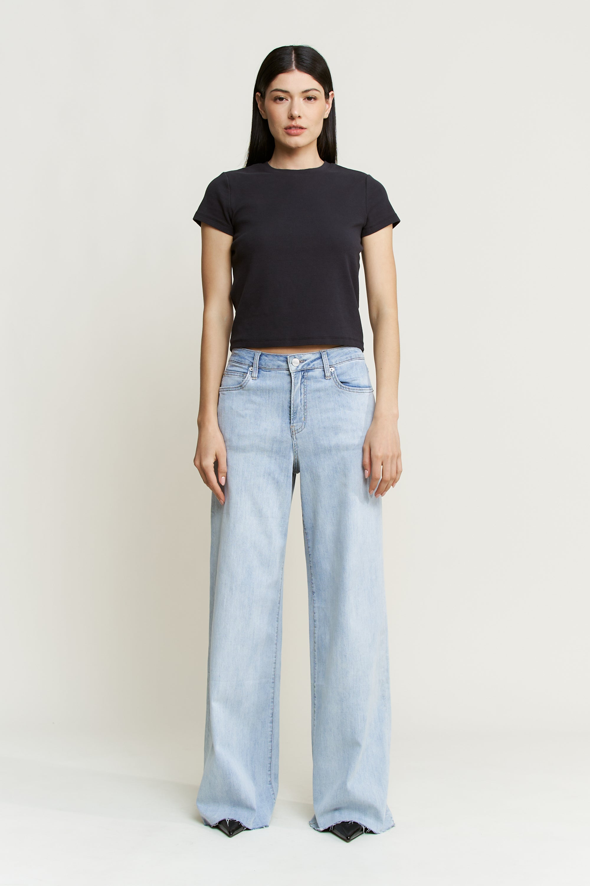 Mica Denim Super High Rise Wide Leg Raw Hem Secondary image