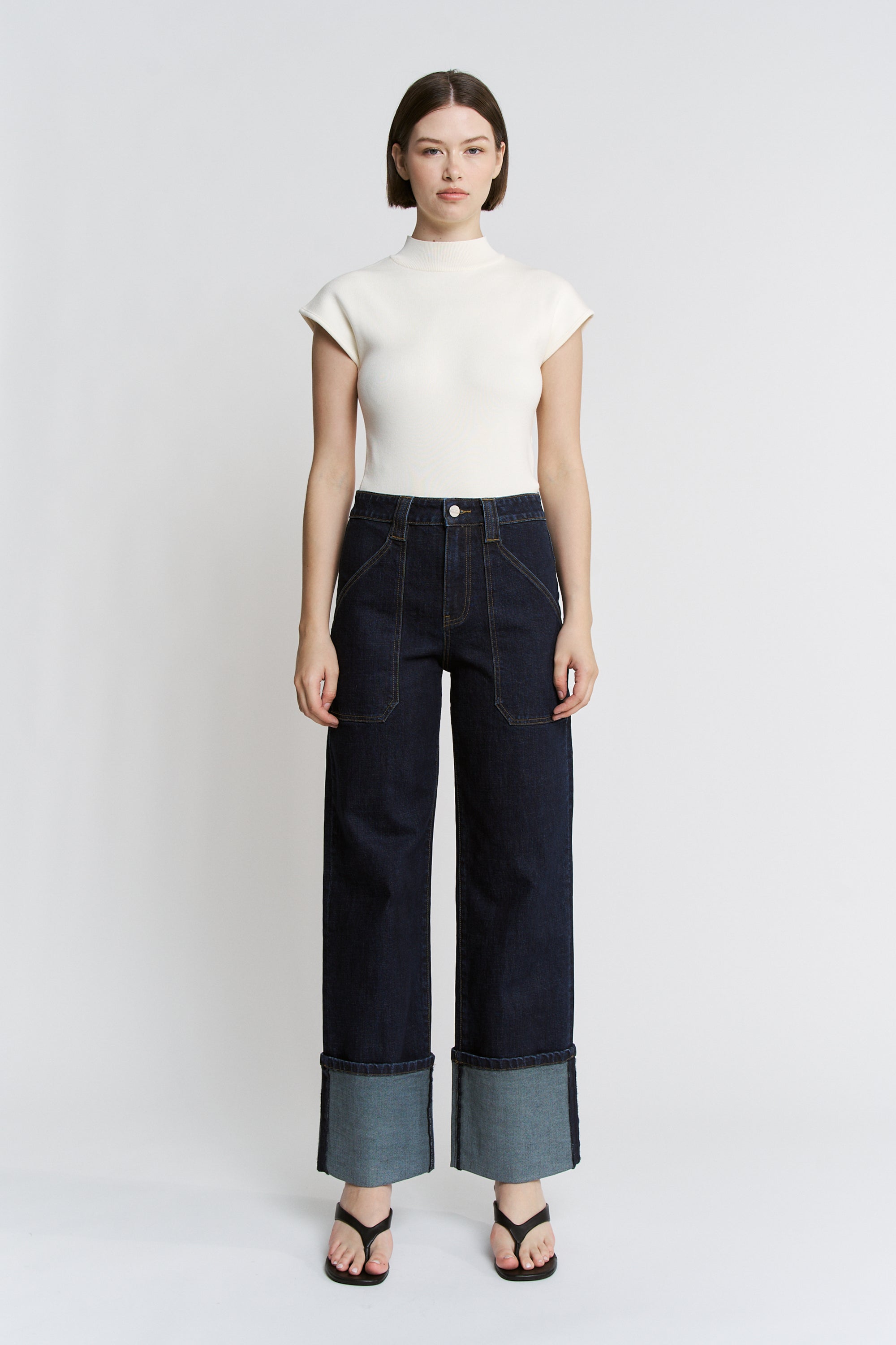 Mica Denim Super High Rise Wide Leg Cuffed Hem Secondary image