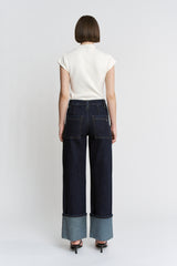 Super High Wide Leg Cuffed Hem