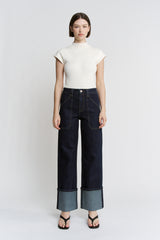 Super High Wide Leg Cuffed Hem