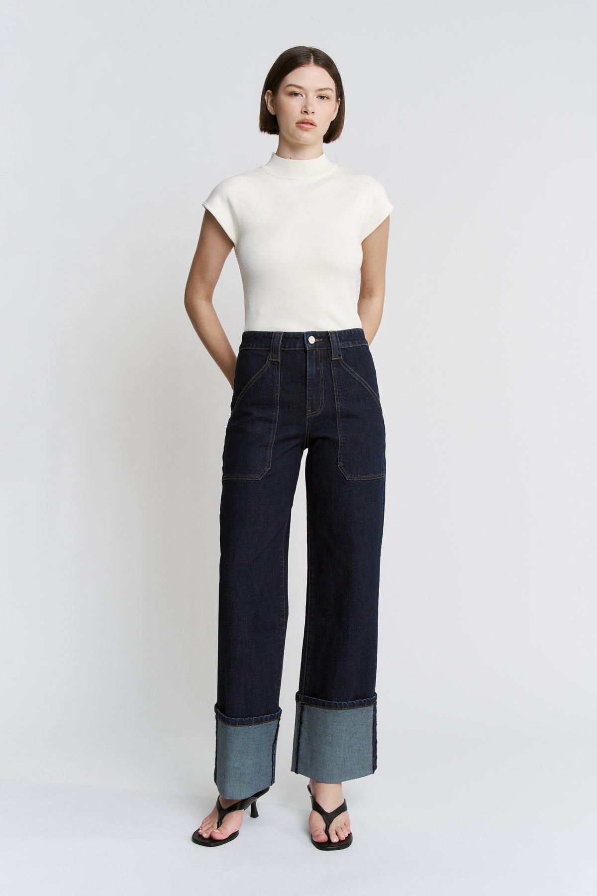 Super High Wide Leg Cuffed Hem