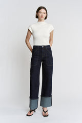 Super High Wide Leg Cuffed Hem