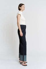 Super High Wide Leg Cuffed Hem