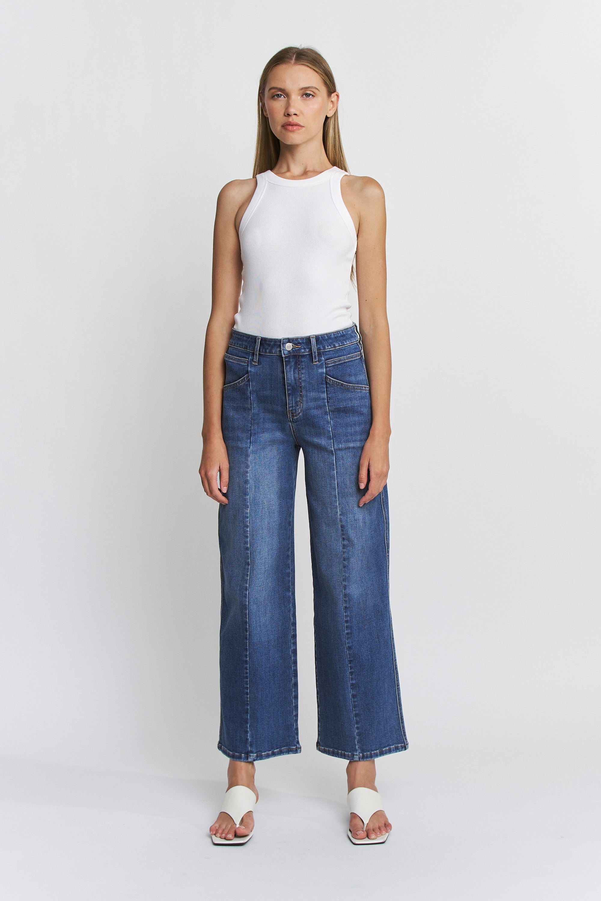 Mica Denim High Rise Seamed Wide Leg Ankle Secondary image