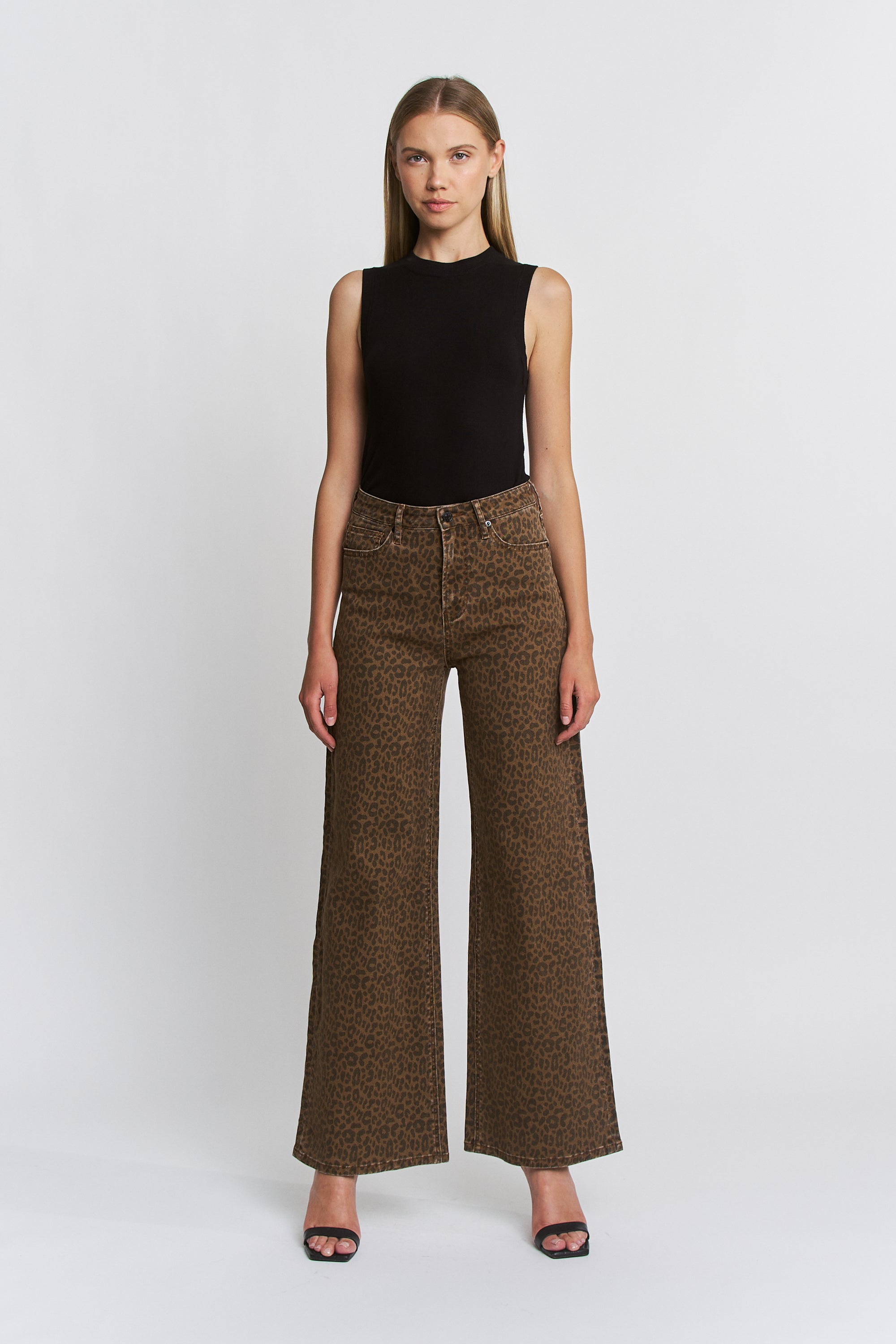 Mica Denim Super High Rise Wide Leg Leopard Jeans Secondary image