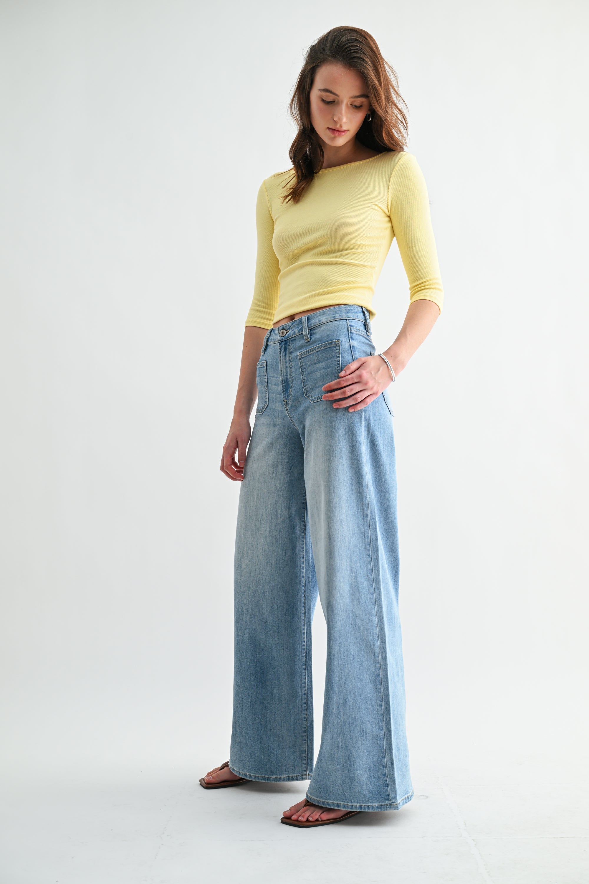 Mica Denim High Rise Wide Leg with Patch Pockets Secondary image
