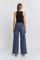 High Rise Wide Leg Slant Pocket