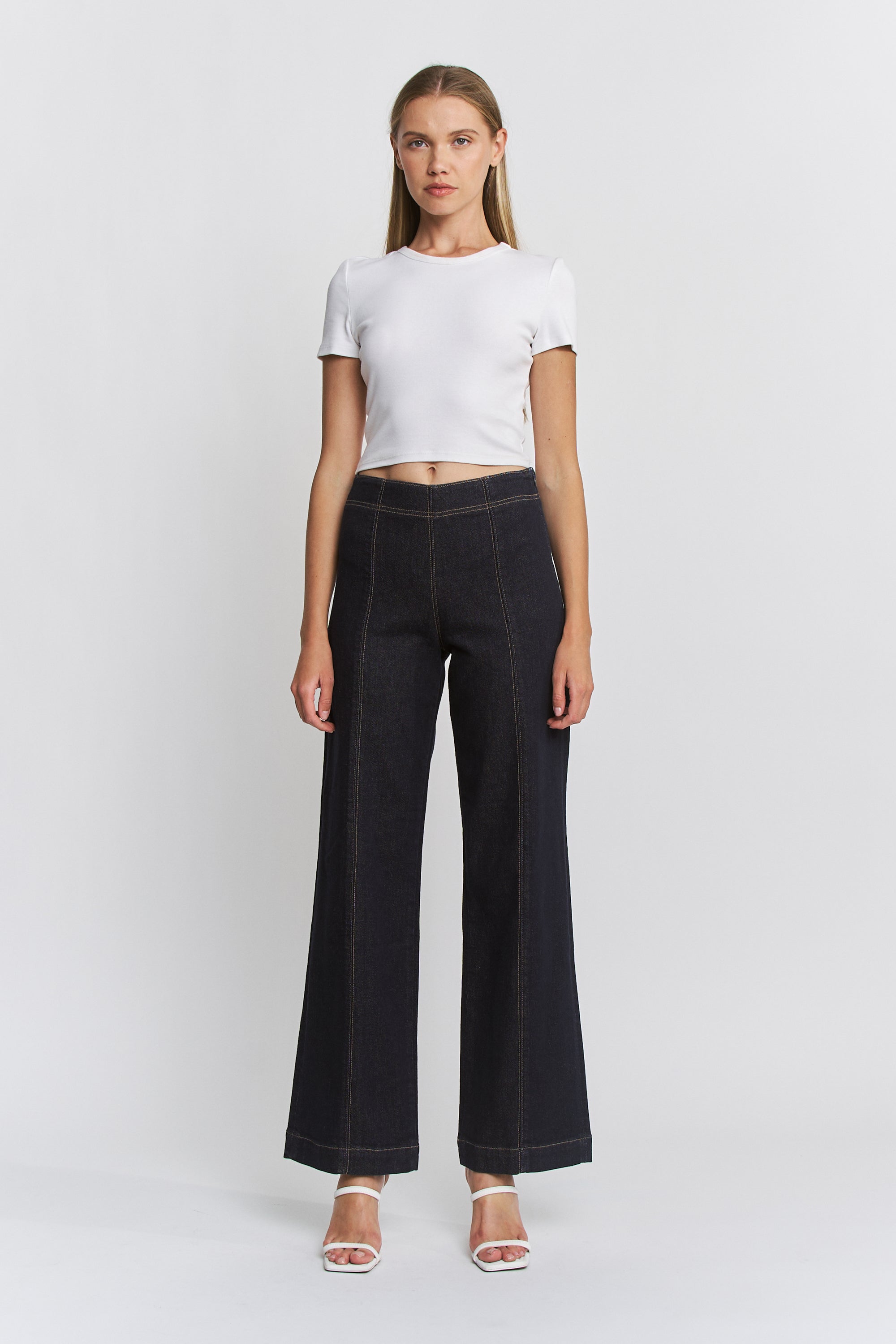 Mica Denim High Rise Wide Leg Split Seams Secondary image