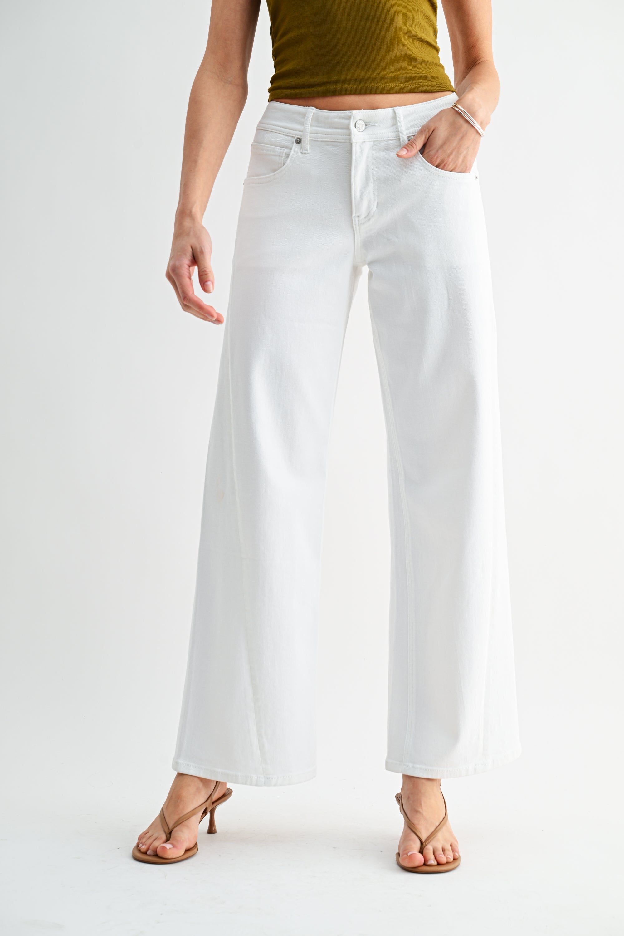 Mica Denim Mid Rise Wide Leg Panel Jeans Secondary image