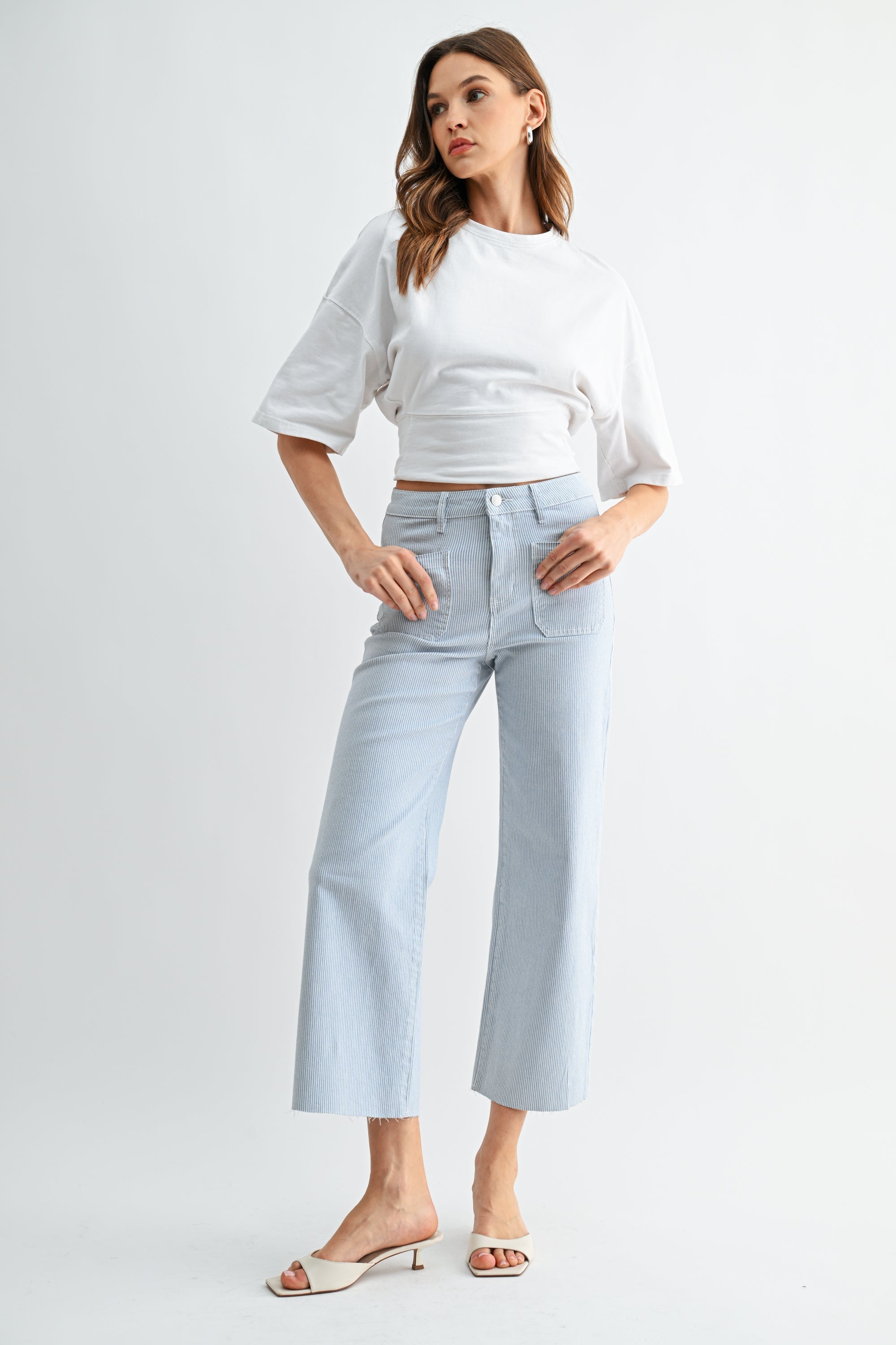 Mica Denim High Rise Wide Leg Crop Raw Hem Secondary image