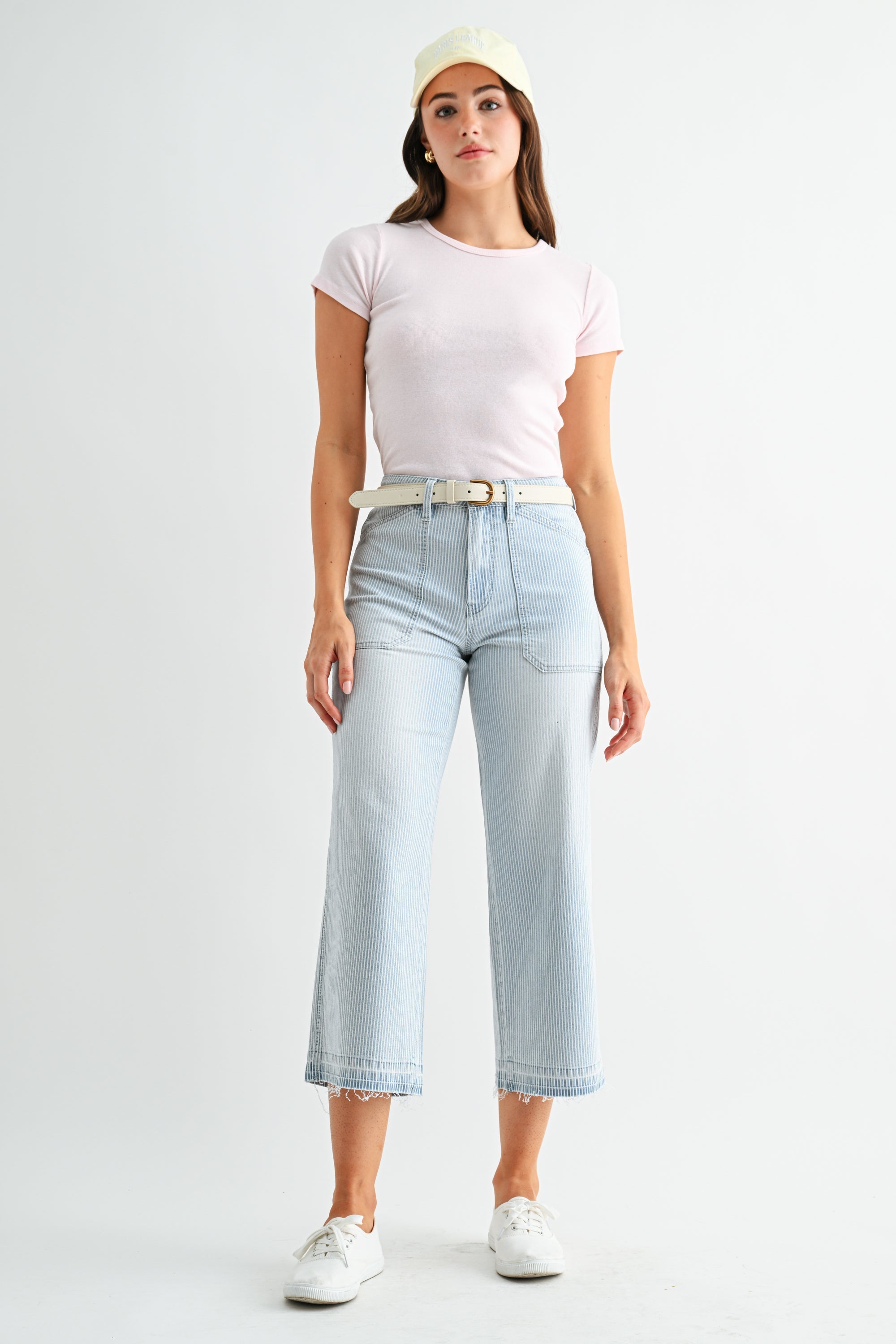 Mica Denim High Rise Wide Leg Cropped Stripe Secondary image