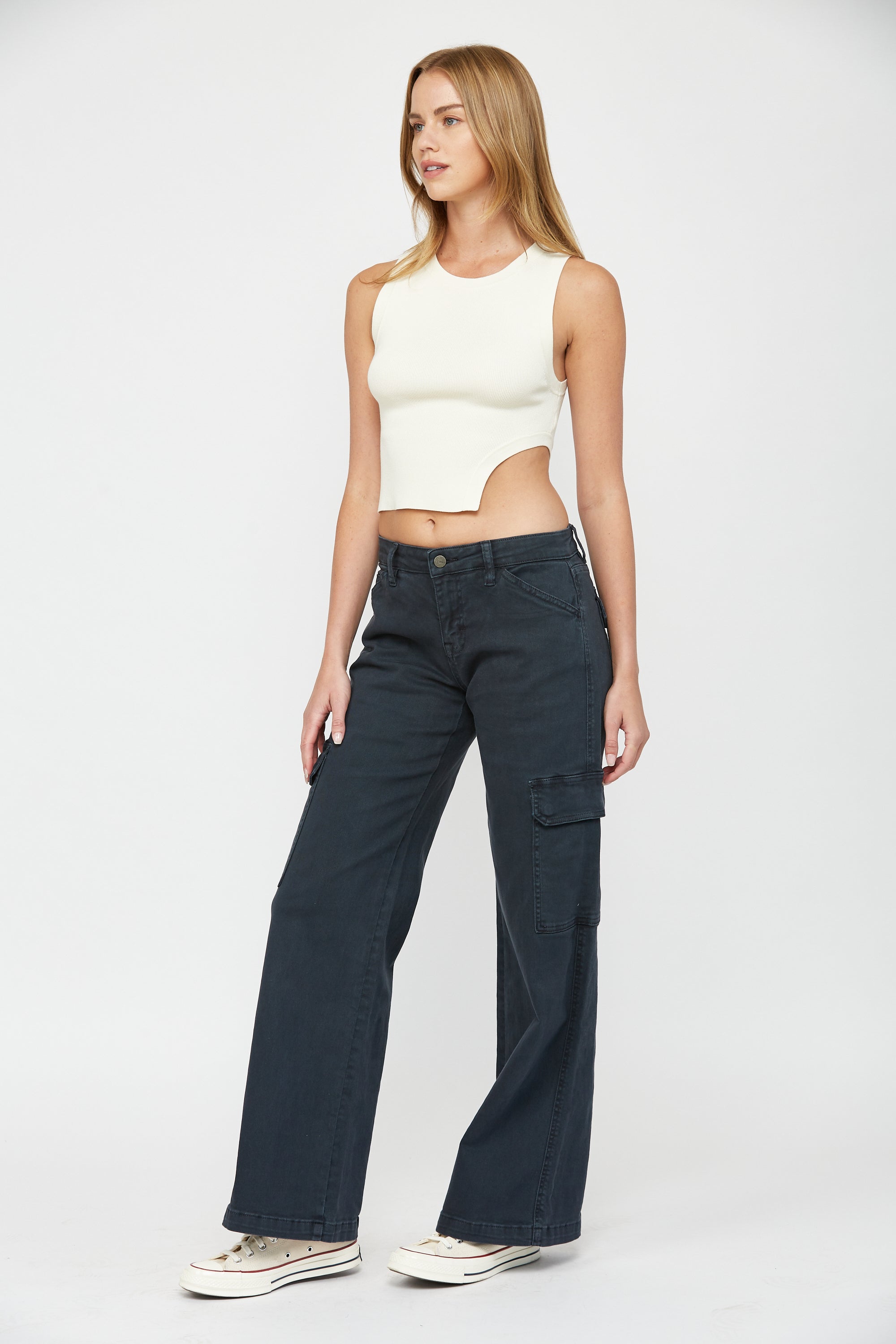 Mid Rise Utility Wide Leg
