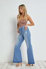 SUPER HIGH-RISE BELTED WIDE FLARE