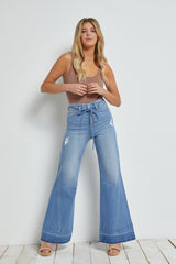 SUPER HIGH-RISE BELTED WIDE FLARE